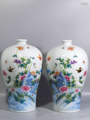 Colored enamel corn poppy plum bottle a pair of high caliber...