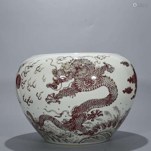 Youligong red dragon grain volume cylinder 31.5 x 45 cm
