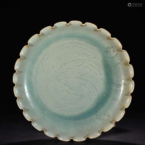 Your kiln Cui glaze carving grain flower disc6 cm high 44.5 ...