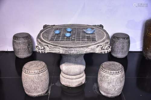 Courtyard Chen Shi ~ tea/chess stone tableMaterial, blueston...