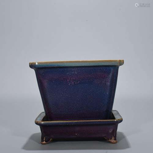 Pa inrose violet glaze 18 x 20.5 cm square vase