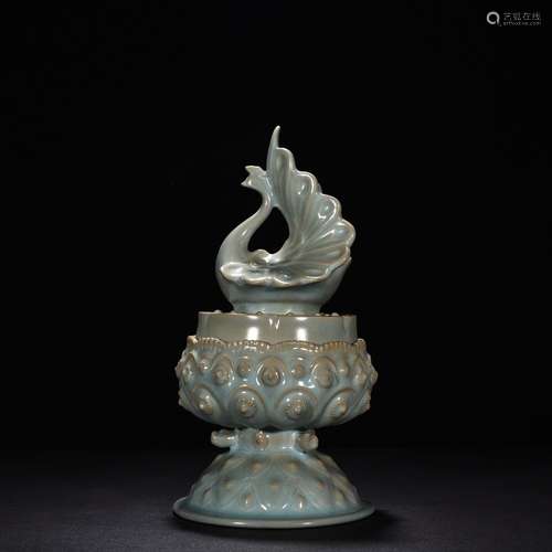 Your kiln azure glaze peacock lines lotus smoked incense bur...