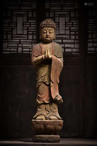 Collection ~ old wooden Buddha statuesSize: 1 m high 6, 45 c...