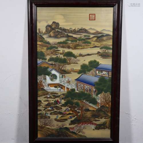 Lang shining scenery porcelain plate.Size: 49 cm wide (inclu...