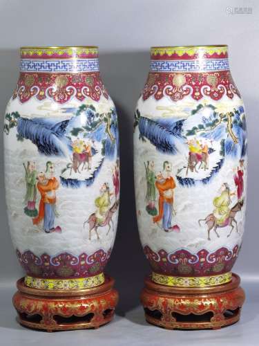 The colorful eight immortals birthday lantern 48 a pair of h...