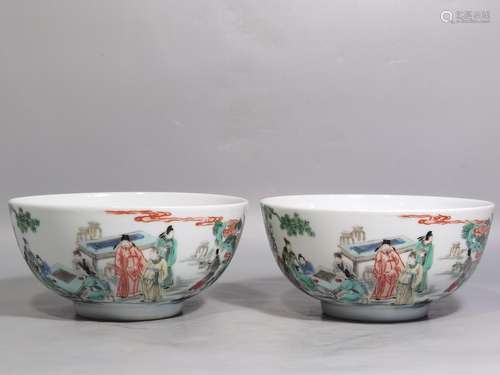 Colorful eighteen learn soil bowl of a pair of high caliber ...