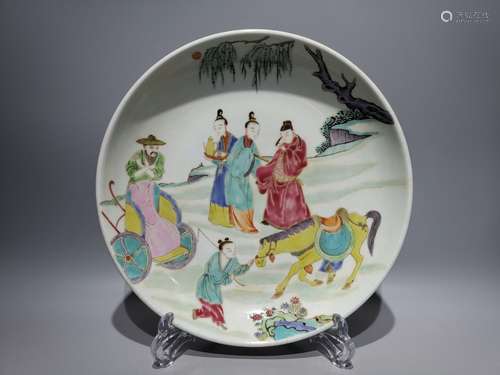 Stories of ancient color horse figure, diameter: 29 cm