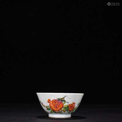 Autumn colored enamel boring pomegranate flower grain cup4.5...