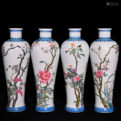 Colored enamel four seasons flower grain mei bottles, 20.6 c...