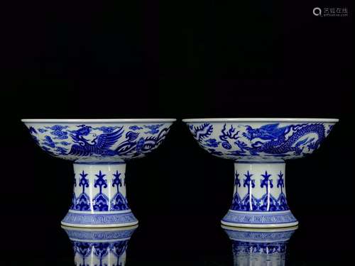 Blue and white 12.5/18.4 longfeng grain compote.7780081996