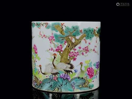 Pastel pine crane 16.5/17.6 live lines brush pot.6880011209