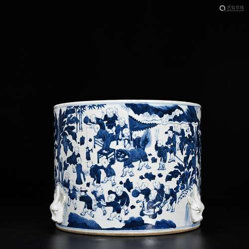 Blue and white YingXiWen censer brush pot 26 cm * 21 5400