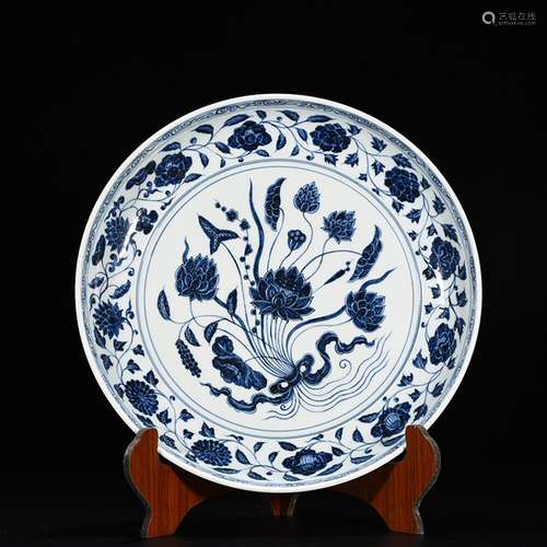 Blue and white with a bunch of lotus tray 7 cm * 41.5 2100