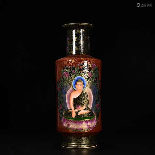 Red colored enamel colour card of Buddha were bottles of 42 ...