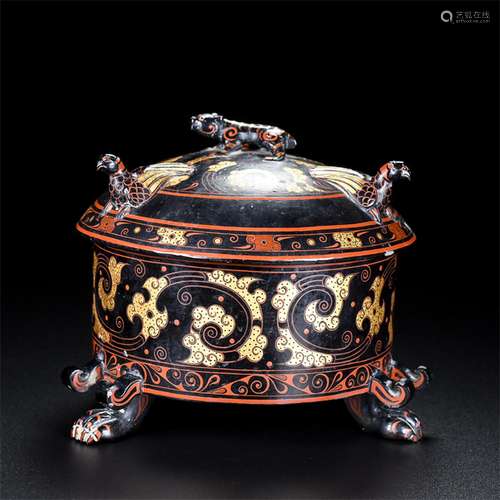 Colour lacquer cover pot, hetian jade, the quality of the ja...