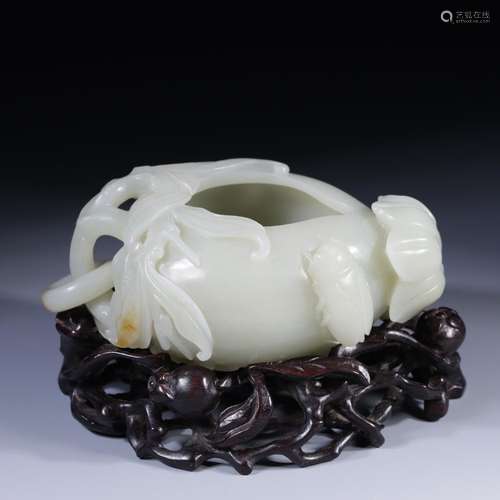 Hetian jade pomegranates form of a water jarClear height of ...