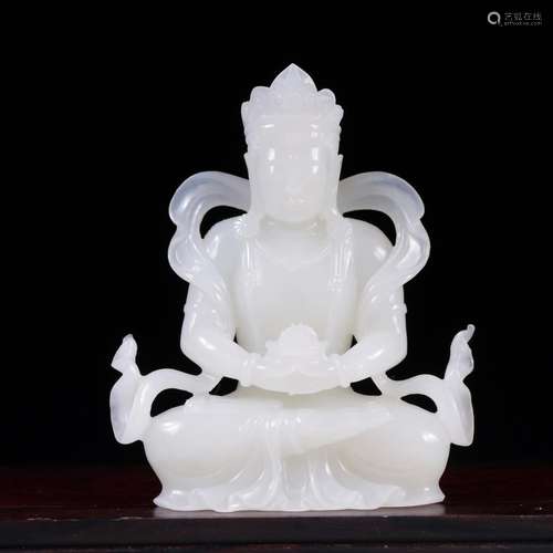 Hetian jade Buddha9 cm high, 7.3 cm wide. 2.8 cm thick, weig...