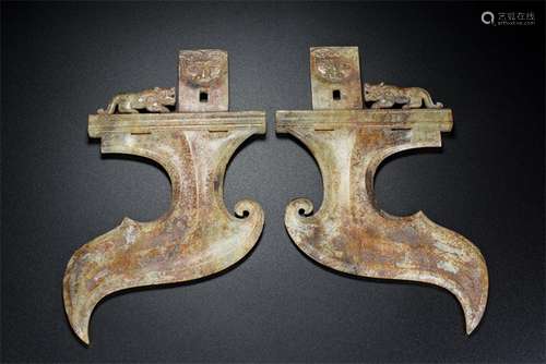 Hetian jade jade axe a pair, the quality of the jade is exqu...