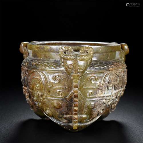 Hetian jade jade three sheep ear tank, the quality of the ja...