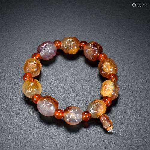 Flower hand, natural agate string, the quality of the jade i...