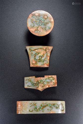 Hetian jade inlaid with precious stones jade act the role of...