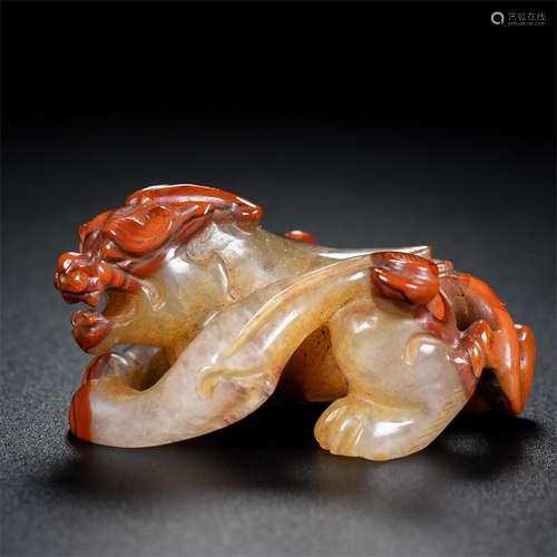 Red agate, the warring states period, the mythical wild anim...