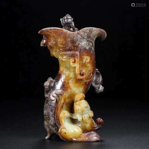 , hetian jade, the dragon cup, the quality of the jade is ex...