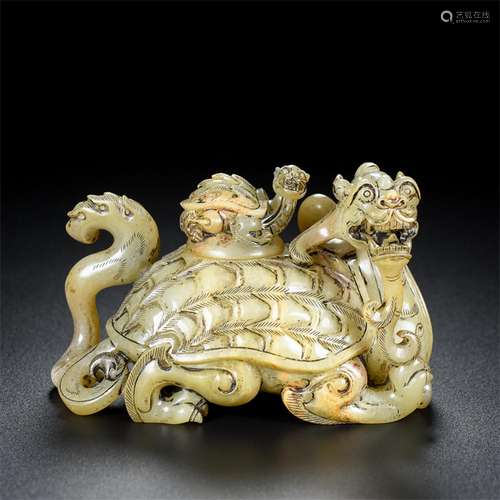 Hetian jade lash basaltic cover tank, the quality of the jad...