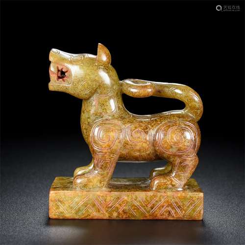 Hetian jade jade tiger seal, the quality of the jade is exqu...