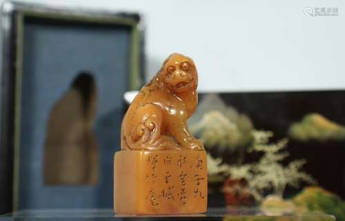 Tian carved beast twist seal weight 29.8 grams, tian oil moi...