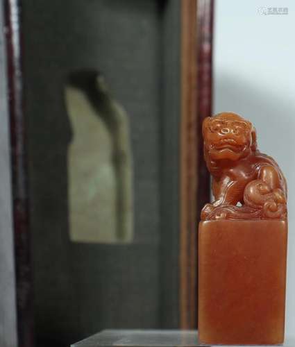 Tian carved lions twist seal, praise, carver delicate, tian ...