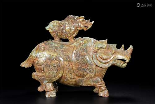 Hetian jade chow lash rhino jade vase, the quality of the ja...