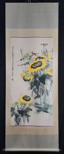 Qi baishi painting of flowers and heart picture vertical siz...