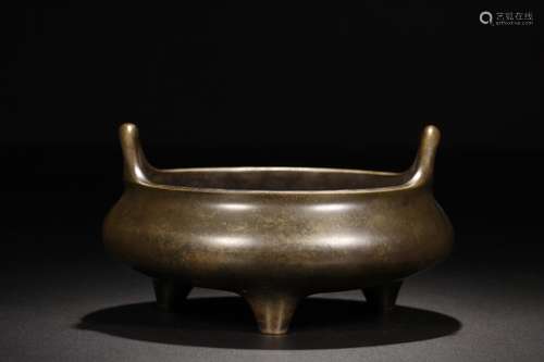 : ears three-legged brass censerSize: diameter 16.1 cm high ...