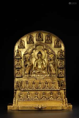 : copper and gold backlit shakyamuni Buddha statueSize: 33.2...