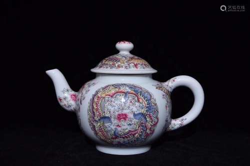 famille rose recent lines pot,Size: 14 cm high 19 cm in diam...