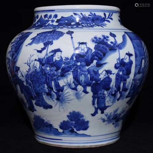 Stories of blue and white big cansSize: 32 cm diameter of 30...