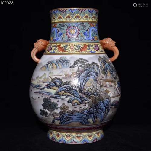 pastel landscape pattern trunkSize: 33.5 cm diameter 23 cm h...