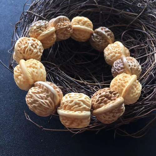 Antique walnuts bracelets 】 【 d made12, sings the three-dime...