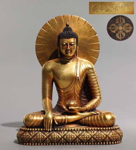 Precision casting copper gold shakyamuni Buddha statueSize, ...