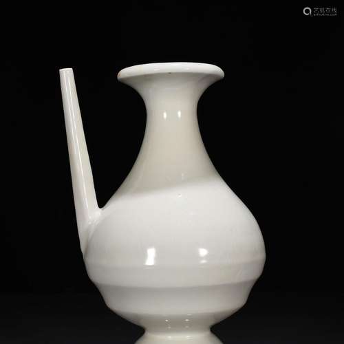 Sweet white glazed carved fold branch flowers and grain ewer...