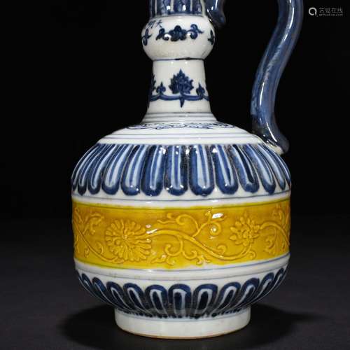 Blue and white jiao yellow glaze around 29 * 14 cm branch gr...