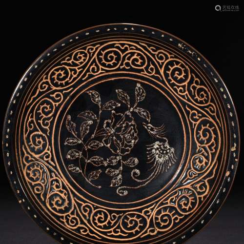 Ji kiln phoenix peony tray 4 * 23 cm