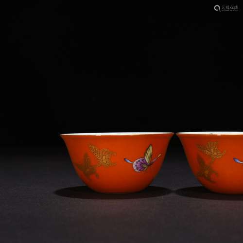 Red to merrily merrily peony flower grain cup 4.5 * 8.5 cm