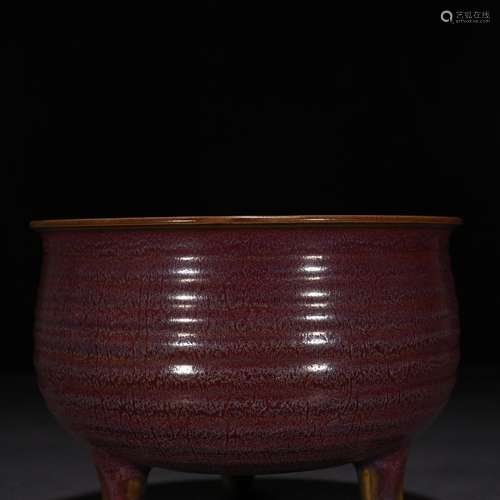 Pa rose violet glaze dazzle three-legged furnace 13.5 * 19 c...