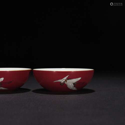 Carmine cranes and lie fa cup 3.5 * 9.5 cm