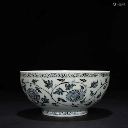 Blue and white flowers shochiku MeiWen bowl of 10 x 20 cm