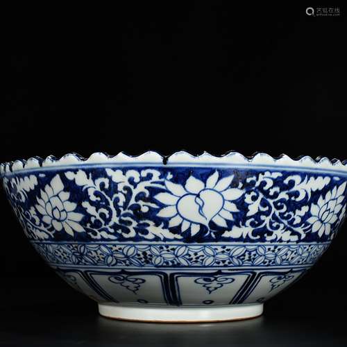 Blue and white youligong Samson chow fine LiuYing bowl of 16...