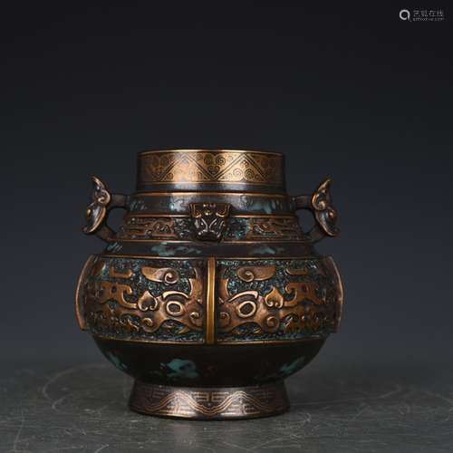 Antique bronze glaze gluttonous grain ears and antique vase ...