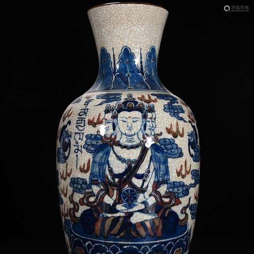 Blue and white youligong card of Buddha bottles of 40 * 19 c...